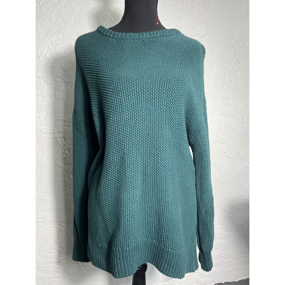 Old Navy Women's Small Teal Green Tunic Sweater Textured Knit Long Sleeve